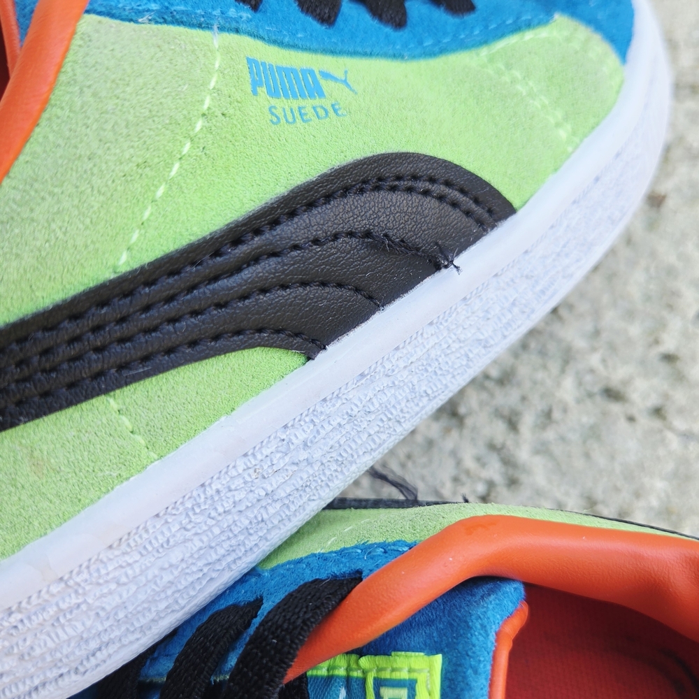 Puma Kids' Blue & Green Suede Low-Top Sneakers - Picture 8 of 10